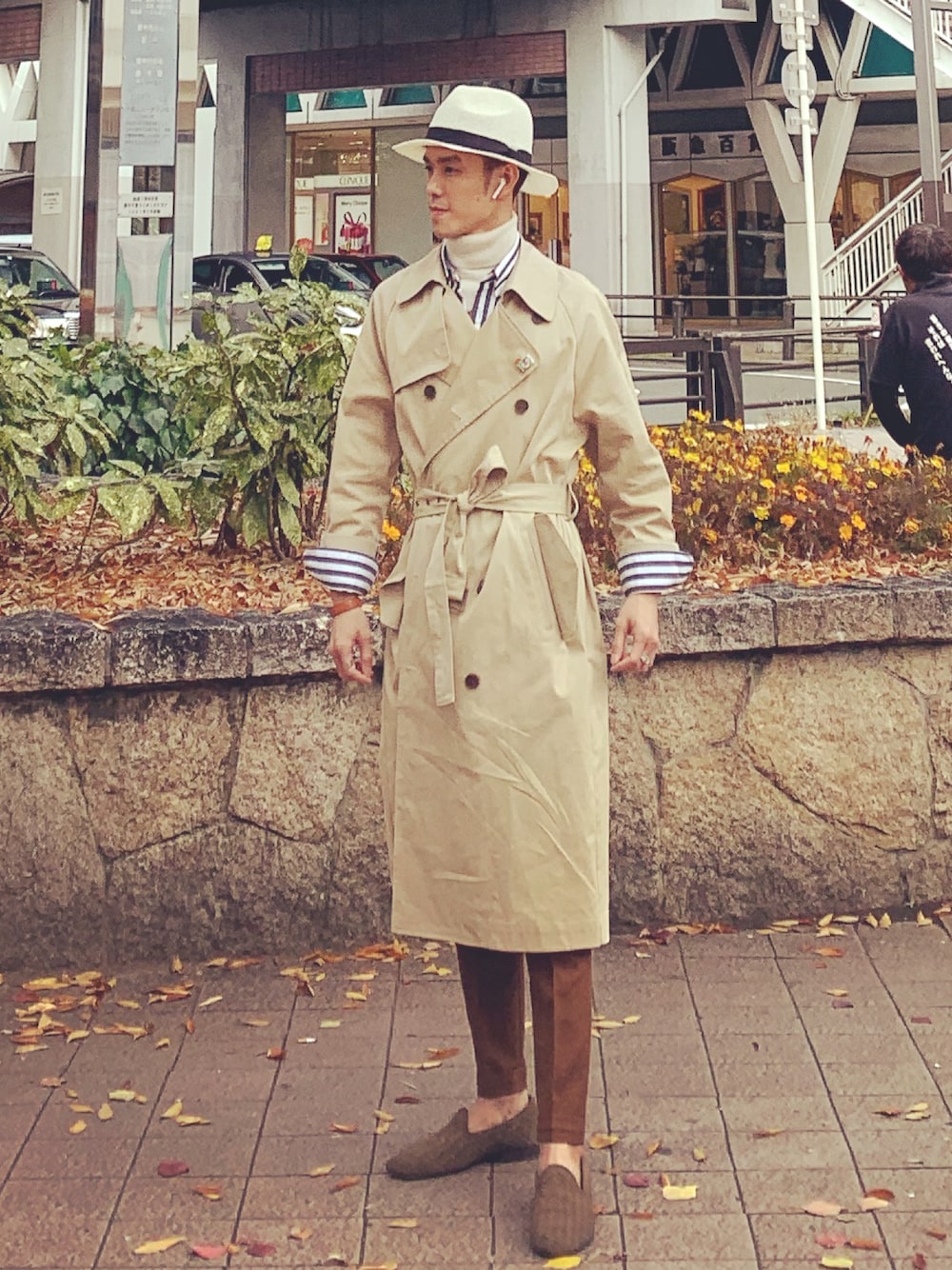 BURBERRYのモッズコートを使ったメンズ人気ファッションコーディネート