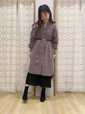 「earth music&ecology（アースミュージックアンドエコロジー）のコーデュロイワンピース ＊（ワンピース）」を使った、ともさん（レディース・156cm）の秋コーディネート