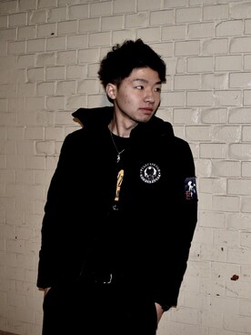 「no brand（ノーブランド）のアイテム（ダウンジャケット/コート）」を使った、haruさん（メンズ・178cm）の冬コーディネート