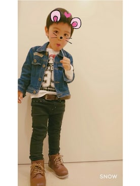 「ミッキーT」｜「アイテム（デニムジャケット）」を使った、aykb.さん（レディース・153cm）の春コーディネート
