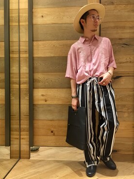 「RAGEBLUE（レイジブルー）のアイテム（ローファー）」を使った、やんぬ(はらだ)さん（メンズ・165cm）の春コーディネート