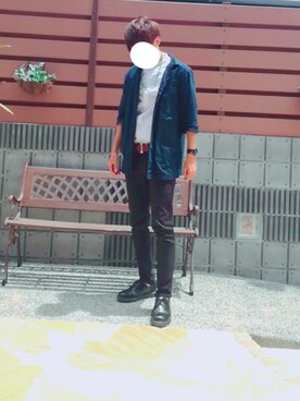 「ノーカラーシャツ」｜「アイテム（その他アウター）」を使った、soraさん（メンズ・176cm）の夏コーディネート