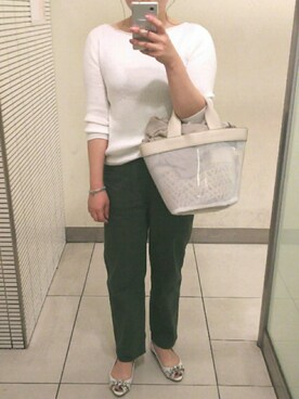 「ワークパンツ」｜「アイテム（パンプス）」を使った、mameさん（レディース・151cm）の春コーディネート