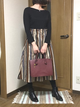 「お食事会」｜「アイテム（ワンピース）」を使った、おふくちゃんさん（レディース・157cm）の冬コーディネート