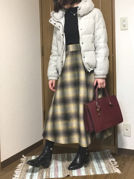 「FOSSIL（フォッシル）のアイテム（ハンドバッグ）」を使った、おふくちゃんさん（レディース・157cm）の冬コーディネート