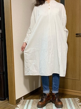「アイテム（シャツワンピース）」を使った、おふくちゃんさん（レディース・157cm・20代）の秋コーディネート
