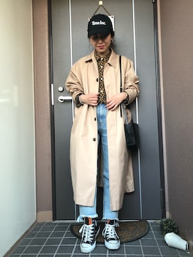 「ADAM ET ROPE'（アダムエロペ）のアイテム（ステンカラーコート）」を使った、ayanoさん（レディース・153cm）の春コーディネート