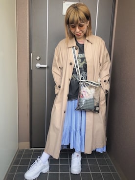 「ADAM ET ROPE'（アダムエロペ）のアイテム（ステンカラーコート）」を使った、ayanoさん（レディース・153cm）の春コーディネート