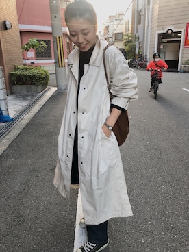 「CONVERSE（コンバース）のALL STAR HI（スニーカー）」を使った、ayanoさん（レディース・153cm）の秋コーディネート