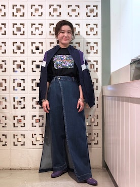 「アイテム（シューズ、パープル系）」を使った、yamashita  aiさん（レディース・158cm）の冬コーディネート