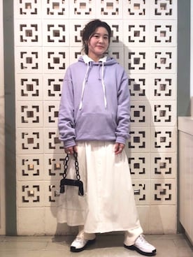 「BEAMS（ビームス）のBEAMS / ルーズシルエット パーカ（パーカー）」を使った、yamashita  aiさん（レディース・158cm）の冬コーディネート