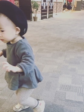 「ZARA KIDS」｜「アイテム（ハンチング/ベレー帽）」を使った、ななさん（キッズ・70cm）の秋コーディネート