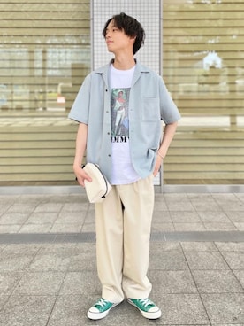 「アイテム（ポーチ、ホワイト系）」を使った、Kaede Osadaさん（メンズ・173cm）の春コーディネート