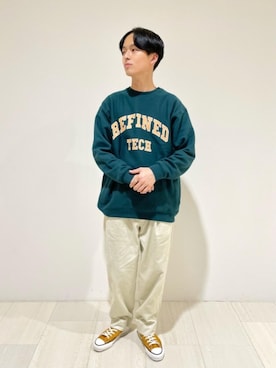「Tシャツ/カットソー」｜「アイテム（ブルゾン）」を使った、Kaede Osadaさん（メンズ・173cm）の冬コーディネート