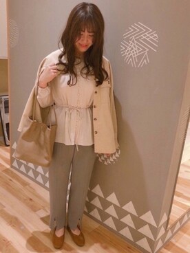 「Samansa Mos2 blue」｜「アイテム（パンプス）」を使った、なごみさん（レディース・165cm）の秋コーディネート