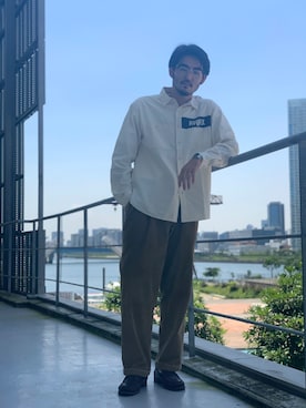 「TYPE BLUE（タイプブルー）のアイテム（トップス）」を使った、奥野翼さん（メンズ・180cm）の夏コーディネート