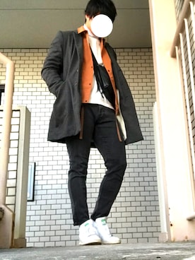 「SPINNS（スピンズ）のアイテム（チェスターコート）」を使った、Yさん（メンズ・175cm）の冬コーディネート