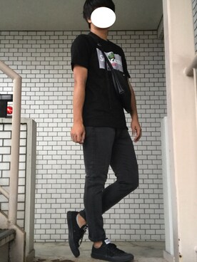 「Supreme （シュプリーム）のアイテム（Tシャツ/カットソー、ブラック系）」を使った、Yさん（メンズ・175cm）の夏コーディネート