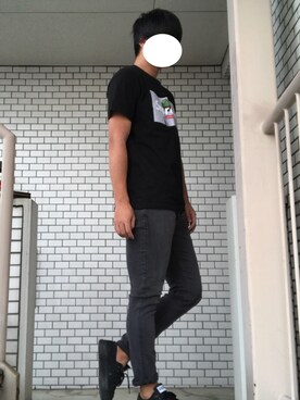 「Supreme （シュプリーム）のアイテム（Tシャツ/カットソー、ブラック系）」を使った、Yさん（メンズ・175cm）の秋コーディネート