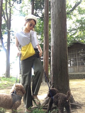 「アイテム（ビーチサンダル、グリーン系）」を使った、Nagiさん（レディース・154cm）の夏コーディネート