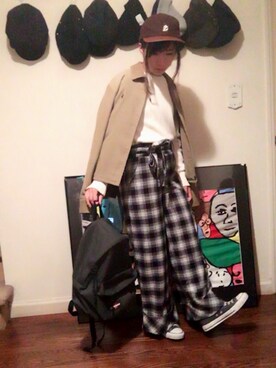「秋のブラウンスタイル」｜「アイテム（その他アウター）」を使った、Nagiさん（レディース・154cm）の秋コーディネート