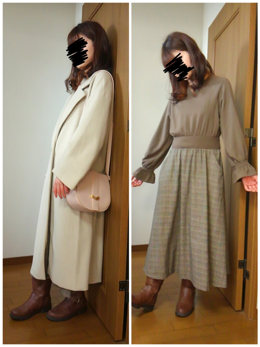 「チョコ色に染まれ、w closet、ZARA」｜「w closetのアイテム（ワンピース、ブラウン系）」を使った、nyan♡さん（レディース・160cm）の冬コーディネートの1枚目の写真