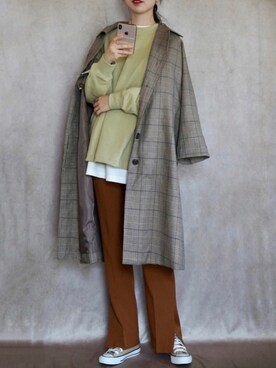 「kutir（クティール）のアイテム（ステンカラーコート）」を使った、nanakoさん（レディース・162cm）の春コーディネート