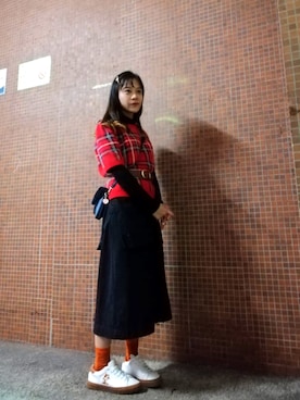 「red」｜「アイテム（スリッポン）」を使った、leewingblueさん（レディース・153cm）の冬コーディネート
