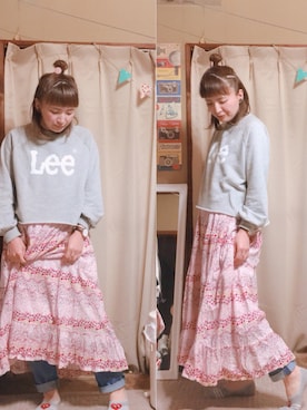 「Lee（リー）のアイテム（スウェット）」を使った、meguさん（レディース・153cm）の春コーディネート