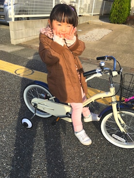 「Right-on KIDS（ライトオンキッズ）のアイテム（ジャケット/アウター、ブラウン系）」を使った、Ririiさん（キッズ・125cm）の冬コーディネート