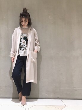 「ロングジャケット」｜「アイテム（その他アウター）」を使った、AI MIKIさん（レディース・169cm）の春コーディネート
