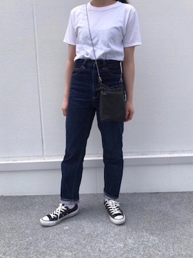 「ハイウエストストレートジーンズ」｜ぽんずさん（レディース・155cm）の夏コーディネート