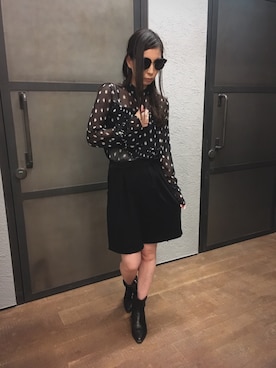 「膝上ショーツ」｜「アイテム（ブーツ）」を使った、Mayu (ALLSAINTS)さん（レディース・167cm）の春コーディネート