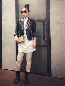 「ALLSAINTS（オールセインツ）のアイテム（シャツワンピース）」を使った、Mayu (ALLSAINTS)さん（レディース・167cm）の夏コーディネート