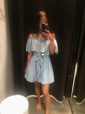 「stripes」｜「アイテム（ワンピース/ドレス）」を使った、Amanda Xiu Duongさん（レディース・153cm）の秋コーディネート