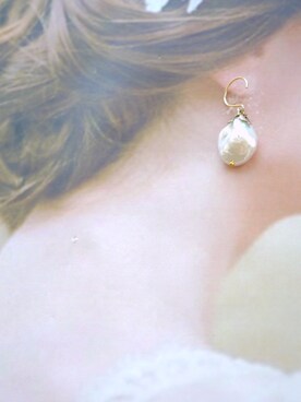 「tone（トーン）の【flua】【vintage accessory】淡水パール オーロラパール ゴールドリーフ ピアス（ピアス（両耳用）、ゴールド系）」を使った、flua vintageさん（レディース・152cm）の秋コーディネート