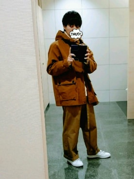 「MHL.（エムエイチエル）のアイテム（ブルゾン）」を使った、mutchanさん（メンズ・166cm）の冬コーディネート