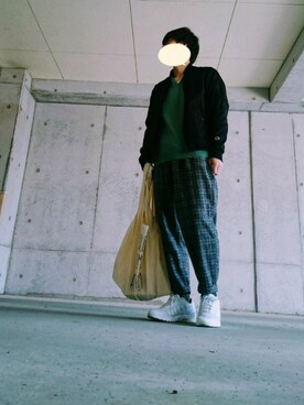 「Champion（チャンピオン）のアイテム（ミリタリージャケット）」を使った、mutchanさん（メンズ・166cm）の冬コーディネート