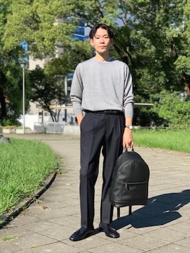 「ベーシック/トラッド」｜「アイテム（スリッポン）」を使った、Garthuさん（メンズ・174cm）の秋コーディネート