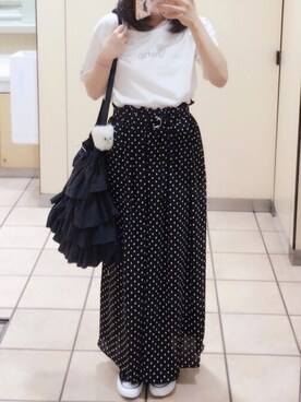 「アイテム（ブローチ/コサージュ、ホワイト系）」を使った、せんぱなさん（レディース・154cm）の夏コーディネート