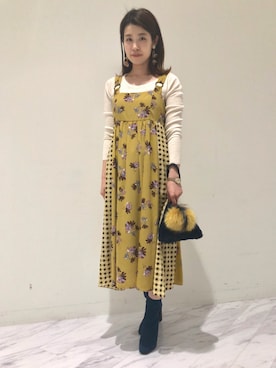「イエロー」｜「アイテム（ブーツ）」を使った、 MAYUKOさん（レディース・159cm）の夏コーディネート