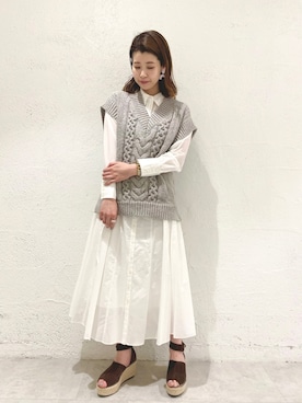 「スタッフコーデ」｜「アイテム（アクセサリー）」を使った、 MAYUKOさん（レディース・159cm）の春コーディネート