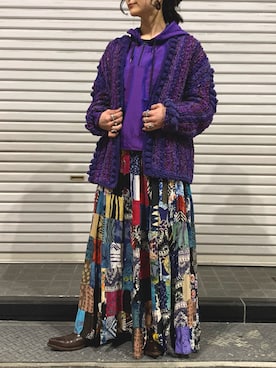「ナイロンパーカー」｜「アイテム（スカート）」を使った、まさこさん（レディース・156cm）の冬コーディネート