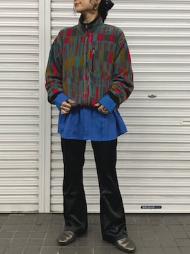 「サテンパンツ」｜「アイテム（スリッポン）」を使った、まさこさん（レディース・156cm）の冬コーディネート