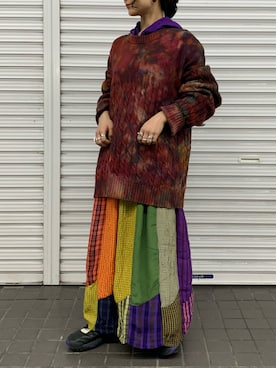 「ナイロンパーカー」｜「アイテム（スカート）」を使った、まさこさん（レディース・156cm）の冬コーディネート