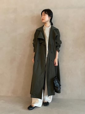 「ベーシック/トラッド」｜「アイテム（トレンチコート）」を使った、市川 瑠依子さん（レディース・163cm）の秋コーディネート