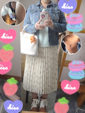 「アイテム（その他雑貨、オレンジ系）」を使った、ネックさん（レディース・152cm）の春コーディネート