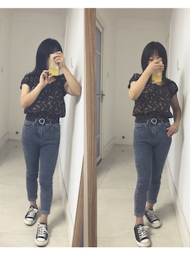 「Kastane（カスタネ）のアイテム（Tシャツ/カットソー、ブラウン系）」を使った、xinyoungさん（レディース・145cm）の秋コーディネート