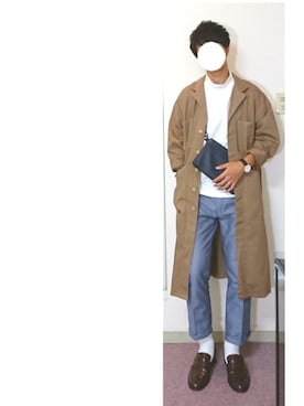 「秋のブラウンスタイル」｜「アイテム（チェスターコート）」を使った、hasuさん（メンズ・173cm）の秋コーディネート