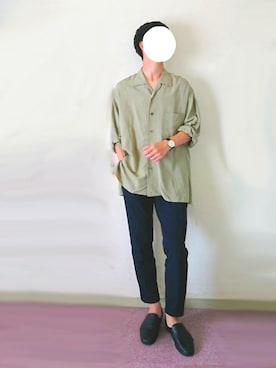 「EN ROUTE（アンルート）のアイテム（スラックス）」を使った、hasuさん（メンズ・173cm）の夏コーディネート